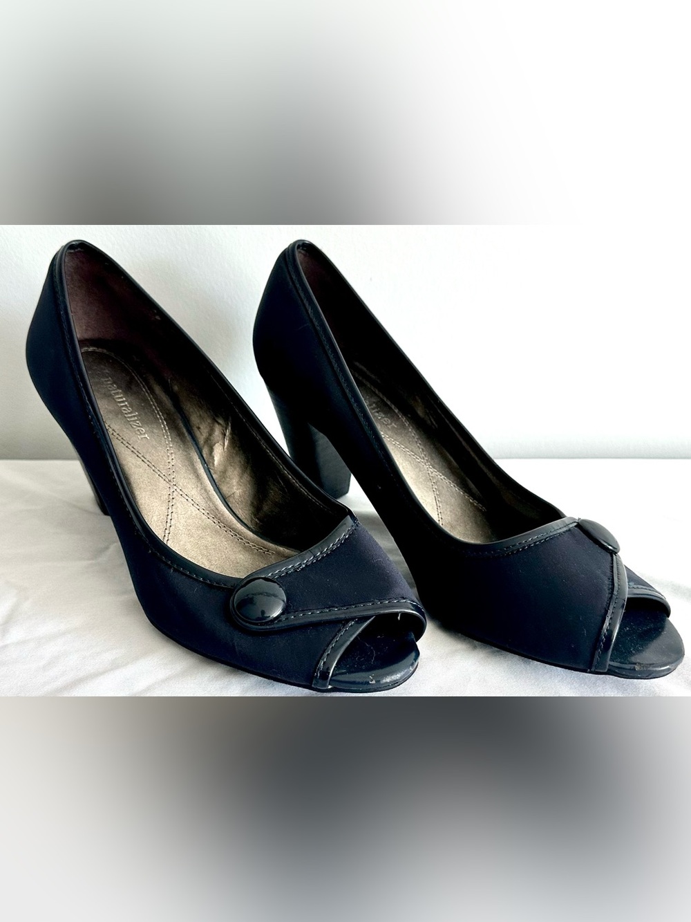 Naturalizer Women’s Size 8.5M Navy Blue Peep Toe Wedge Heels Comfort Shoes